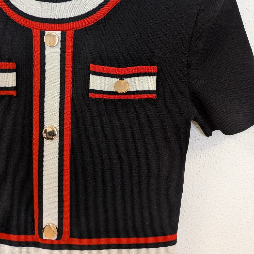 Alexia Admor Navy Dress with Red and White Accents - Picture 3 of 4